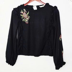 Zara Black Top with Floral Print! Office Style